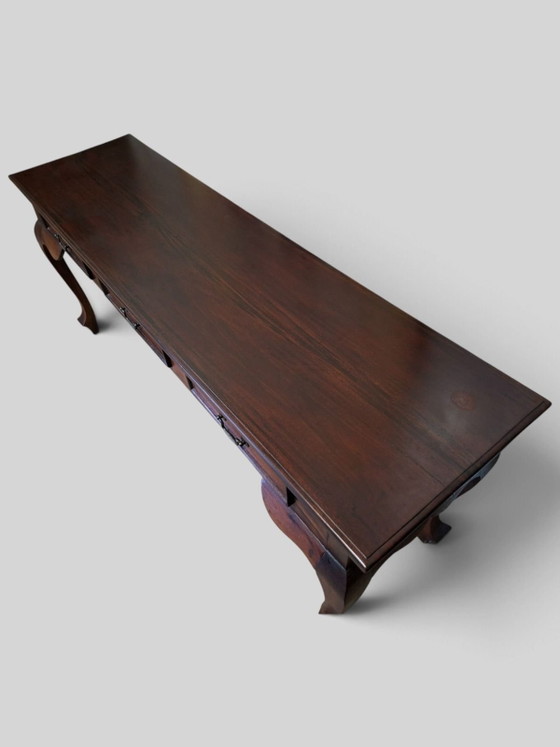 Classic mahogany sidetable, wall table, console, minor non-disruptive lacquer damage, dimensions 180x50cm and (photo 6 of 6)