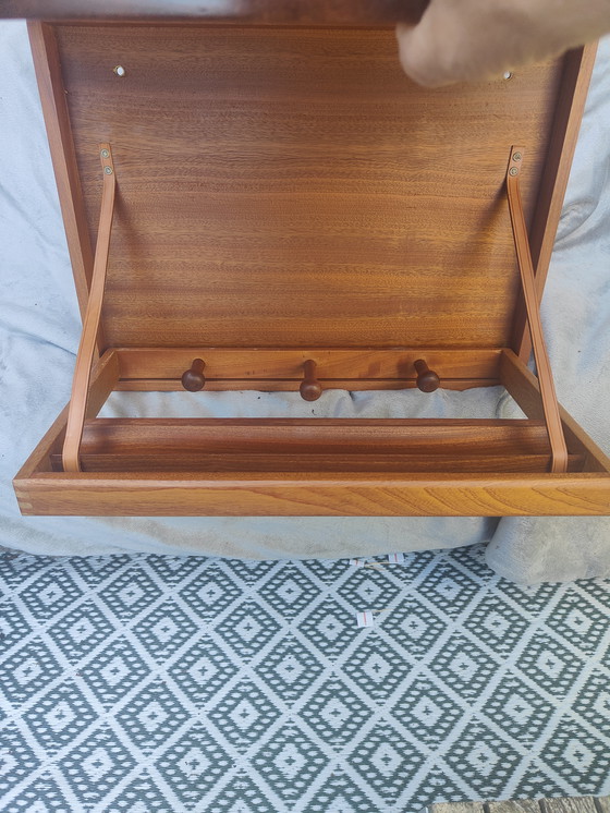 Image 1 of Scandinavian Vintage Wall Coat Rack in a Wooden World Map