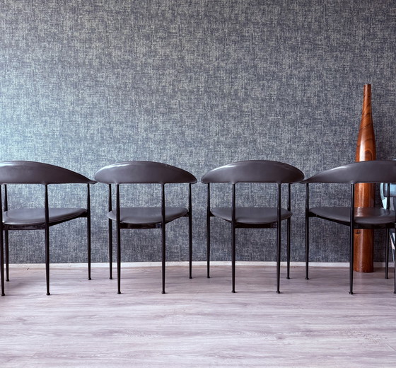 Image 1 of 4x poltrone vintage in pelle Fasem p40, Vegni & Gualtierotti, anni '90