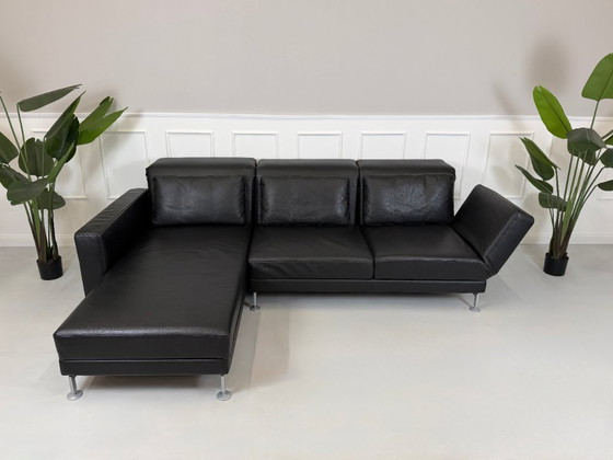 Image 1 of Brühl Moule corner sofa, leather sofa with sleeping function, black, Jumbo