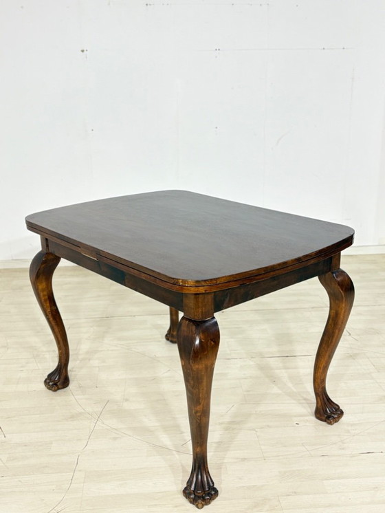 Image 1 of Magnificent Art Nouveau dining table, kitchen table, extendable table with eagle feet, circa 1920