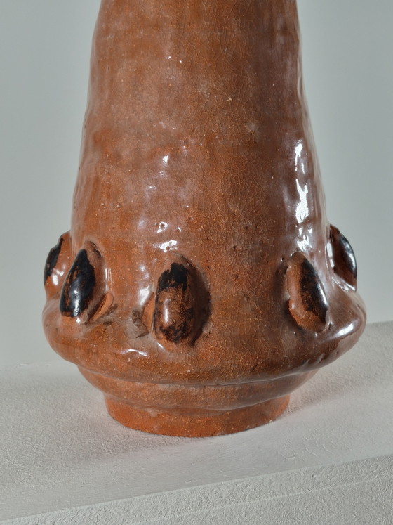 Large naive vintage ceramic vase by a blind artist (photo 10 of 14)