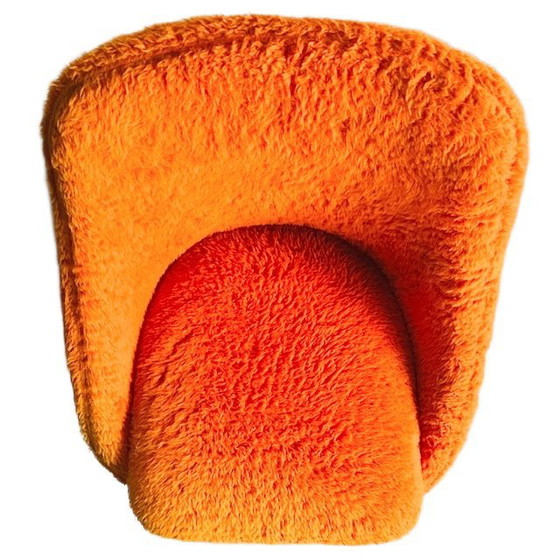 Image 1 of Vintage space age armchair orange teddy FM 1970's