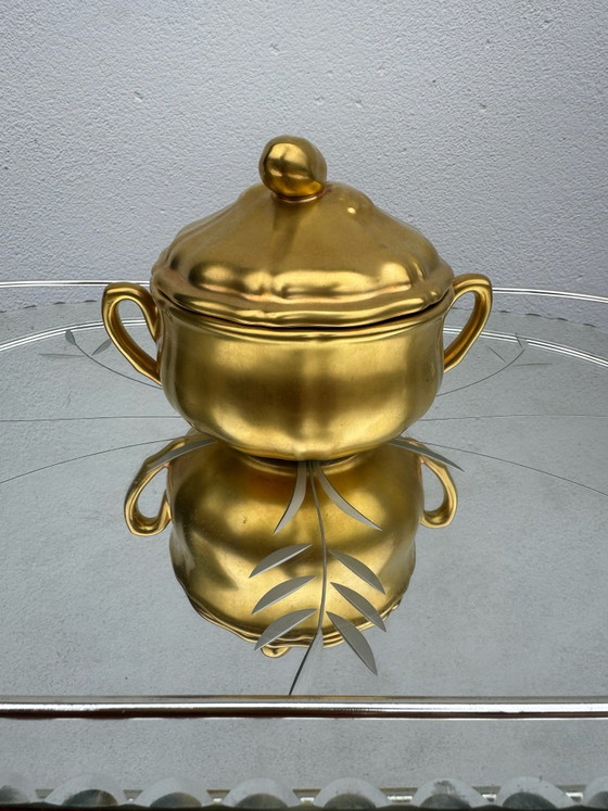 Old Charolles Faience Gold Box, Decorative Objects, Ceramic (photo 10 of 15)
