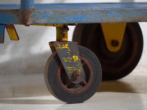 Industrial blue metal cart – Factory trolley Europe – circa 1950 #1 – Bar carts, Iron, Industrieel (photo 16 of 35)