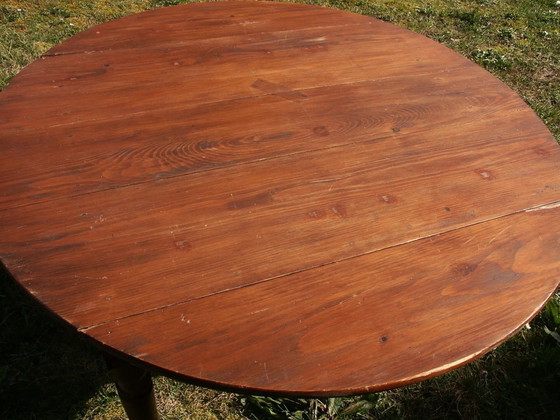 Tavolo rotondo a ribalta in faggio e pino – Tavoli da pranzo, Legno, Vintage (photo 6 of 14)