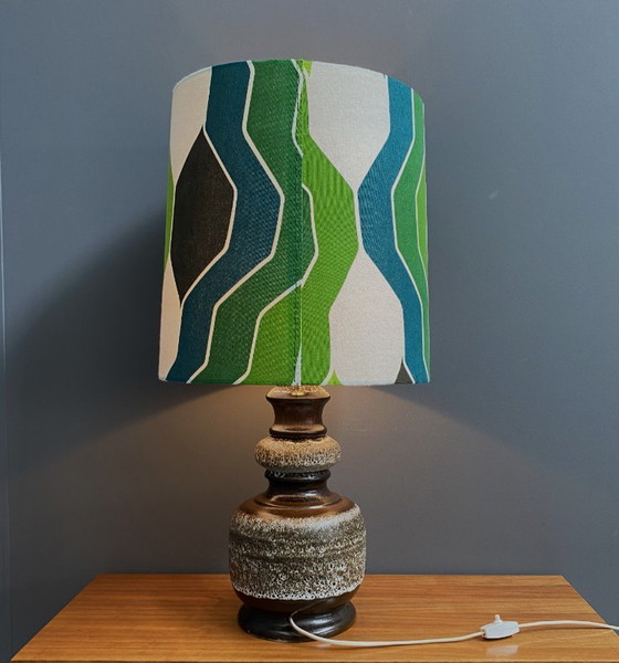 Image 1 of Lampada da tavolo in ceramica con paralume verde di Hustadt-leuchten, anni '70.