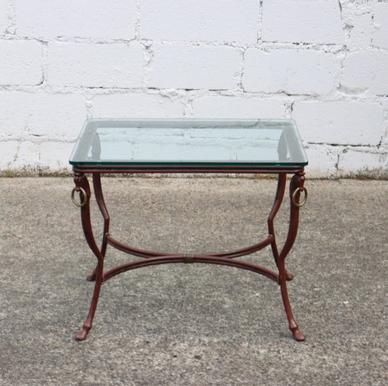 Image 1 of Tavolino da caffè francese d'epoca in ferro e vetro - Tavolino da cocktail - Tavolino da salotto - Anni '80