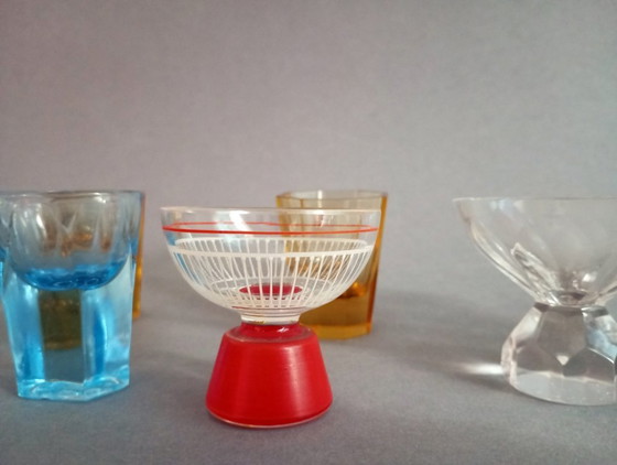 Image 1 of 9x art-déco/Wiener Werkstatte verres à liqueur en cristal 1920-40 Moser etc.