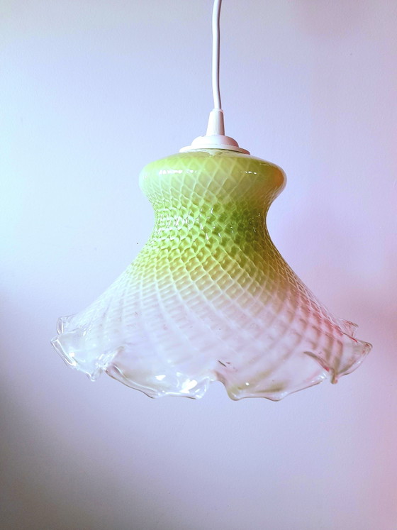 Image 1 of Hanglamp van gebrandschilderd glas uit de jaren 1950