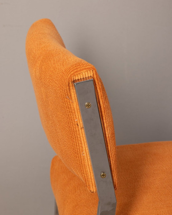 Image 1 of Ensemble de 2 chaises italiennes vintage en velours orange, années 1980