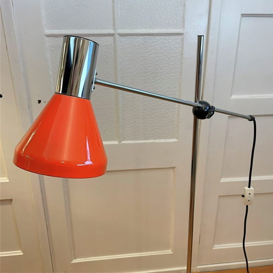 Image 1 of Lampadaire canne à pêche vintage en orange/chrome – Gura Leuchten