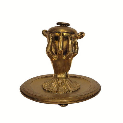 Inkwell “Hand of Glory”, gilt bronze, early 20th century - France