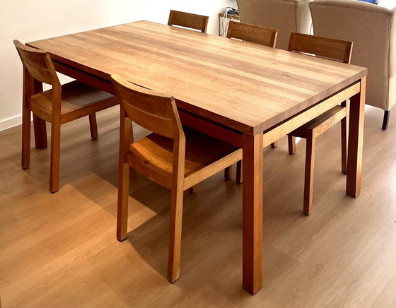 Image 1 of Solid Oak Dining Table & 6 Chairs