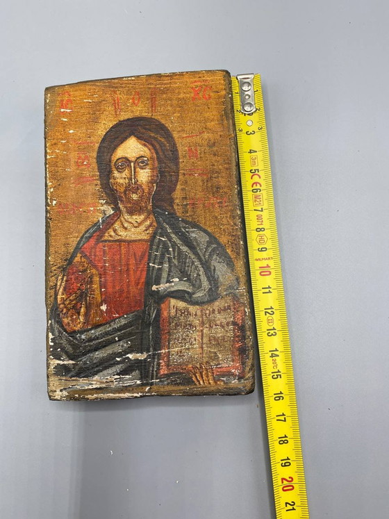 Hand-painted Ancient Orthodox Icon of Christ Pantocrator on Wood Panel – Decorative Objects (photo 4 of 5)