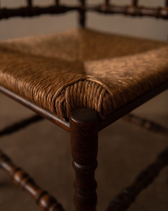 Image 1 of Chaise vintage à bobines avec assise en jonc