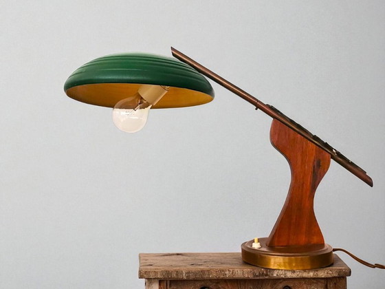 Image 1 of Vintage modernistische houten bureaulamp
