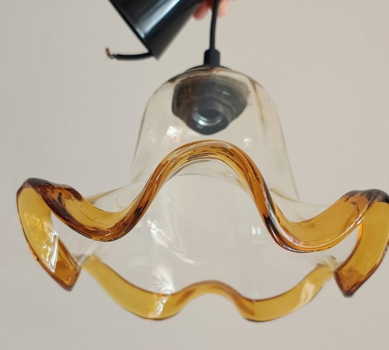 Image 1 of Due lampade a sospensione in vetro di Murano di design italiano vintage, anni '70