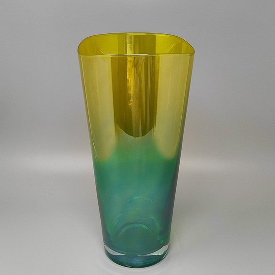 Image 1 of 1970s Ca' dei Vetrai Green & Yellow Murano Glass Vase — Italian Luxury Vintage