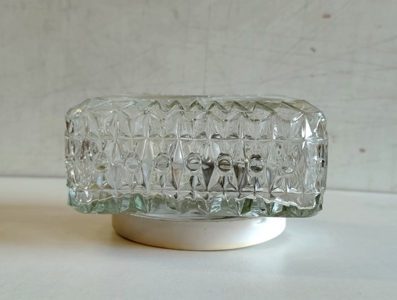 Plafondlampen of wandlamp van gegoten glas - Jaren 70 design (photo 4 of 8)