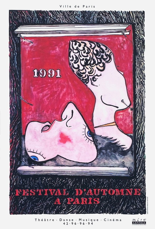 Jasper JOHNS Festival d'Automne 1991 cartel original 1991