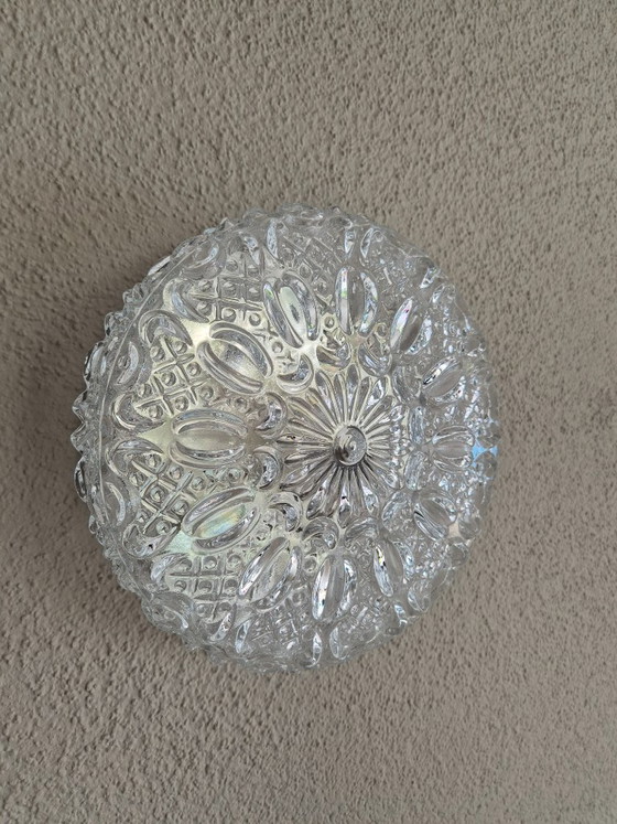 Image 1 of Paire d'appliques/plafonniers encastrés en verre texturé Glashütte Limburg 2485, Allemagne, années 1960-1970