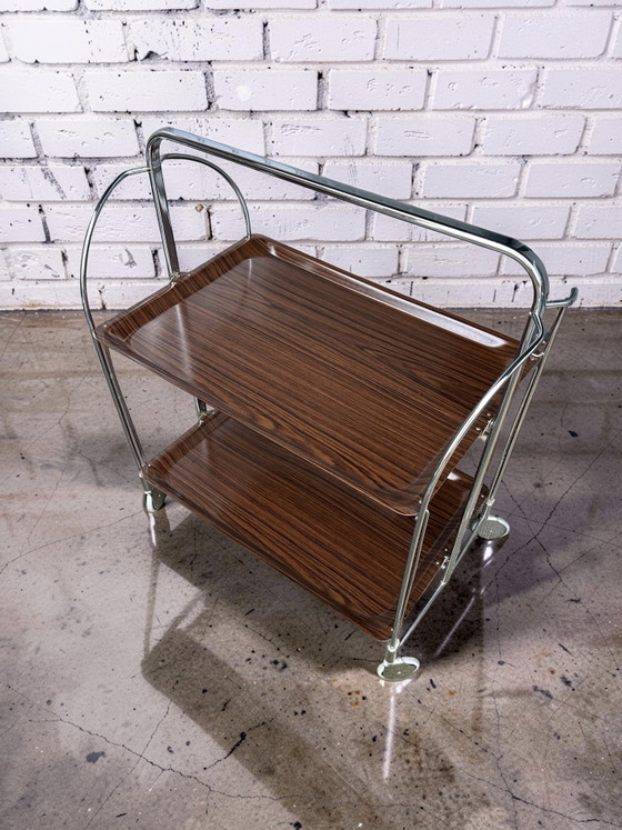 Vintage ‘Dinett’ Inklapbare Serveerwagen – Gerlinol / Bremshey, Jaren 70 – Metal, Plastic (photo 5 of 7)