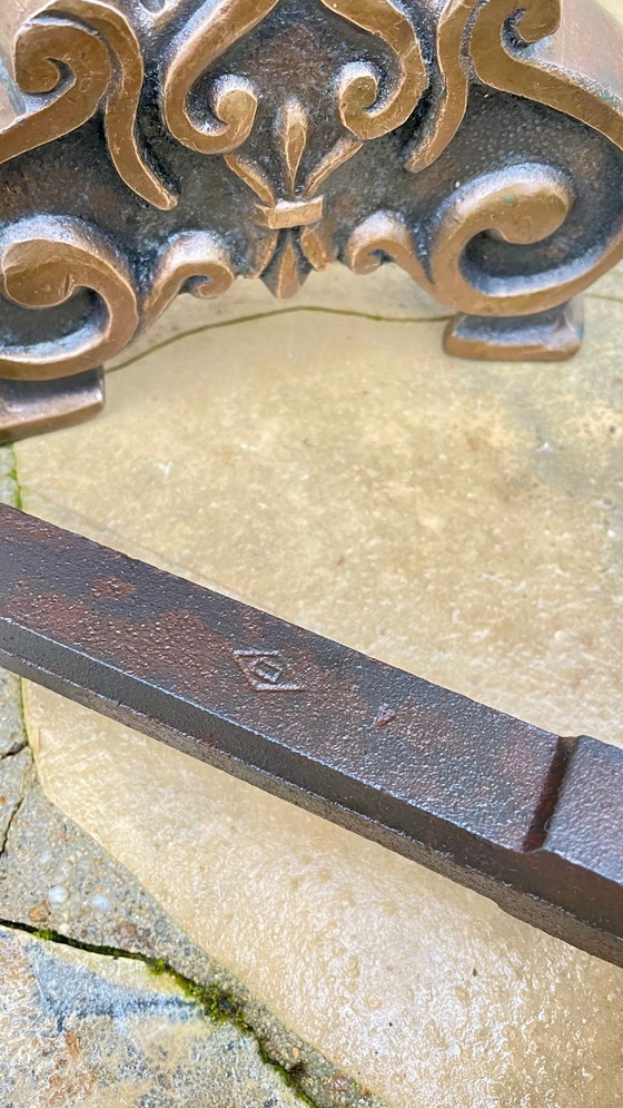 Image 1 of Pair of FOLDING CHENETS Solid Brass VINTAGE