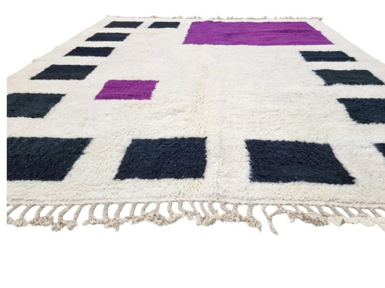 Image 1 of Alfombra marroquí color blanco hueso con motivos geométricos, 200 cm x 300 cm