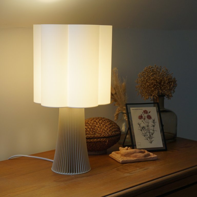 Irma Table Lamp | Beige & white
