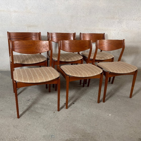 Image 1 of 6 sillas de comedor de P.E. Jørgensen — Madera maciza de teca