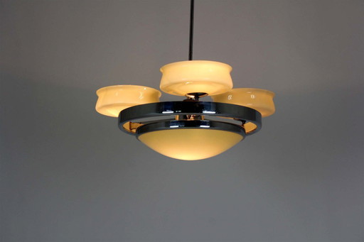 Bauhaus Chrome Chandelier from Zukov, 1940s
