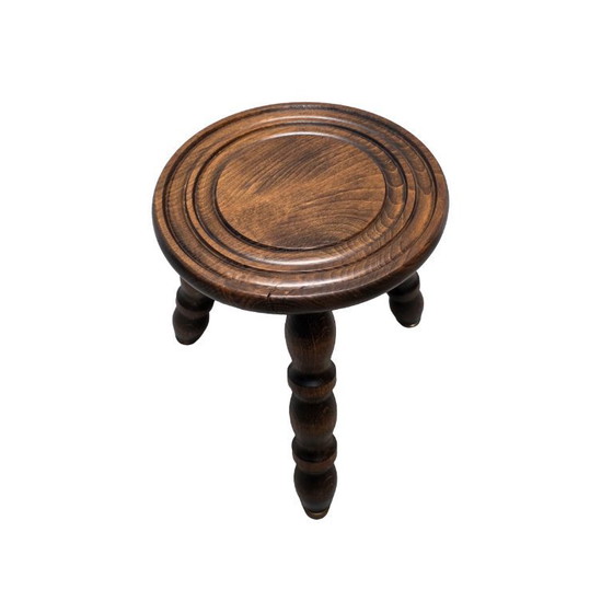 Image 1 of Vintage French beech tripod stool, 1950s/60s