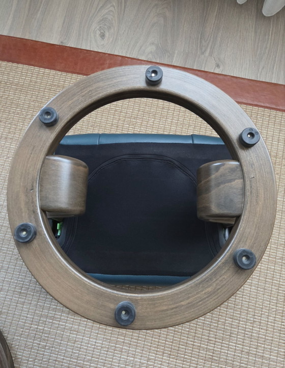 2 Poggiapiedi e pouf Stressless (Ekornes), Pelle, Blu (foto 3 di 5)