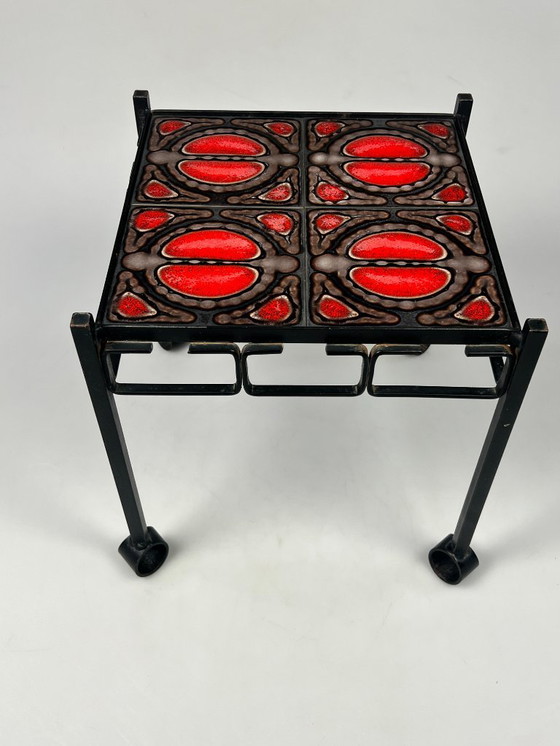 Image 1 of Vintage Table, Brutalism, Cast Iron And Ceramic, 1960's