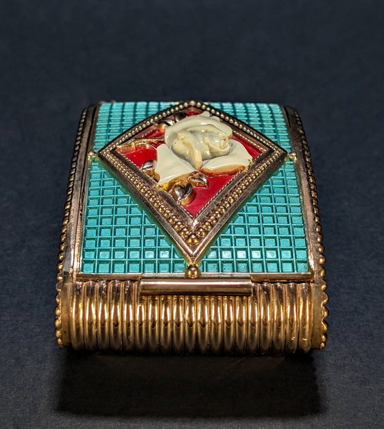 Art Deco Gilt Spelter Jewelry Box - 1950 – Decorative Objects, Metal, Velvet (photo 5 of 8)