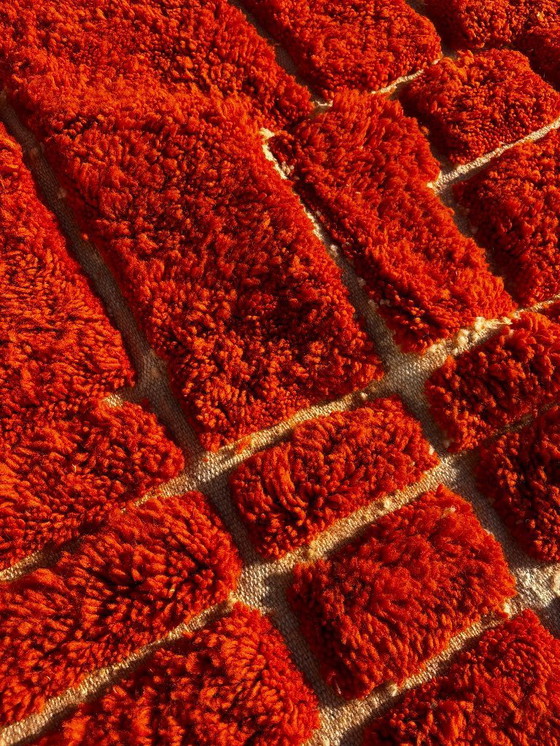 Image 1 of Handmade Moroccan Mrirt Rug – Burnt Orange Wool Rug 210x300 cm – Modern Textured Carpet