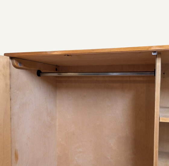 Pastoe KB04 Wooden Wardrobe with Drawer, Metal, Brown, Vintage (photo 8 of 10)