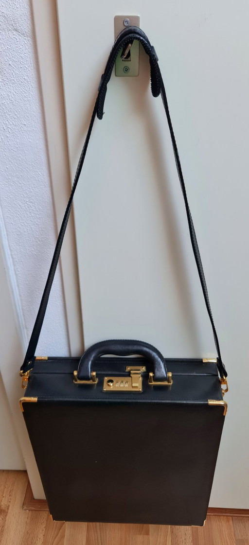 Aldo Raffa exclusivo maletín / cartera de cuero italiano vintage