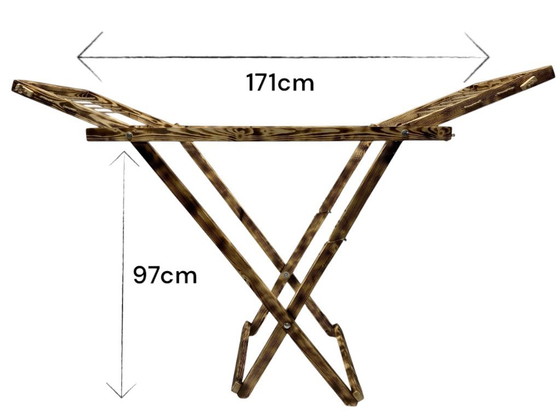 Image 1 of Vintage Wooden Clothes Airer, Laundry Drying Rack: Foldable Rustic Furniture NEW