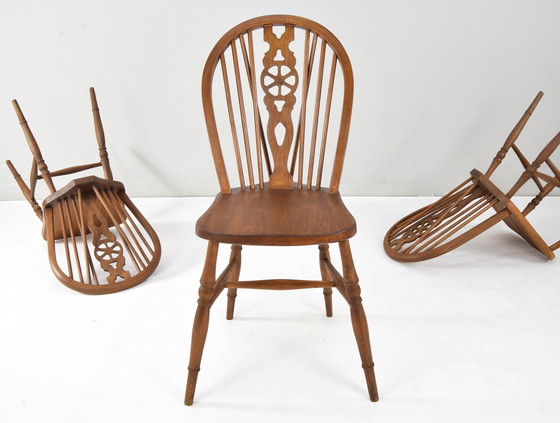 Image 1 of Windsor Antike frühe 20. englische viktorianische Esszimmerstühle, Satz von vier