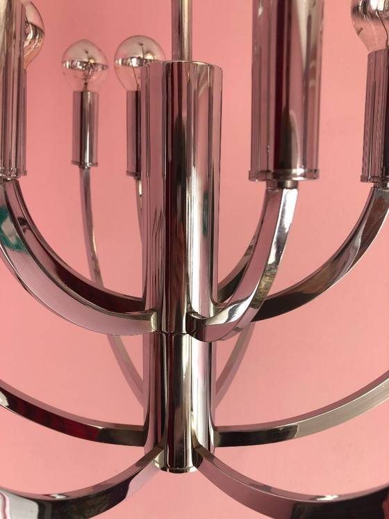 Image 1 of Suspension vintage chromée, 12 points lumineux.