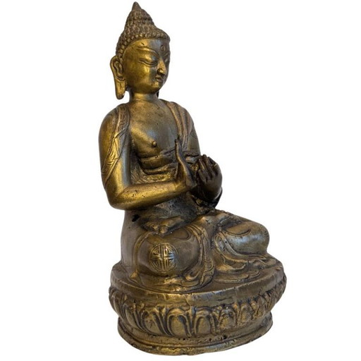 Antieke Chinees-Tibetaanse bronzen Boeddha – Dharmachakra Mudra – 123 – beeldhouwkunst (photo 2 of 11)