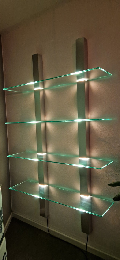 Glass display shelves with lighting