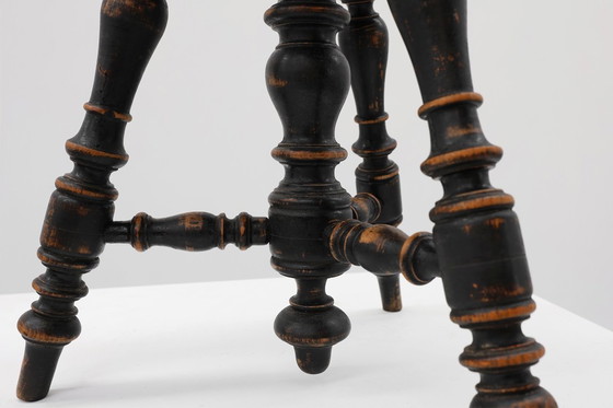 Image 1 of Taburete de piano ajustable Art Déco con tapizado original, Francia, década de 1920