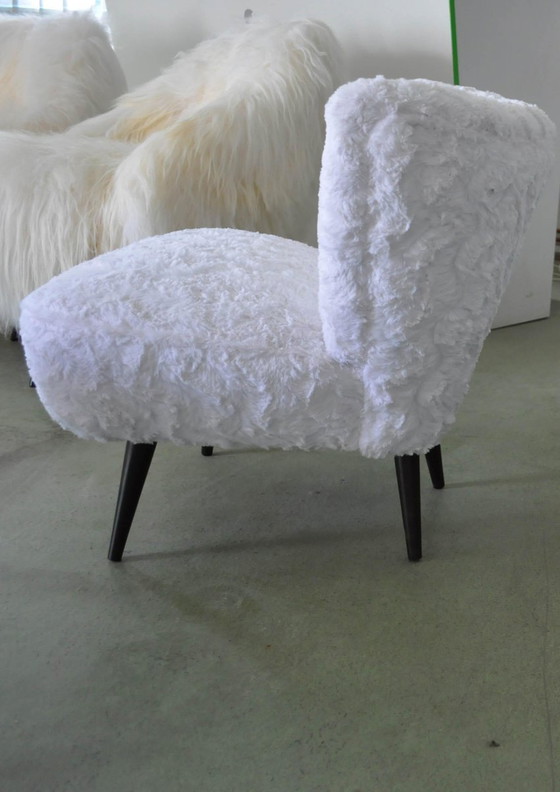 Set of White Faux Fur Cocktail Chairs – Armchairs (photo 8 of 8)
