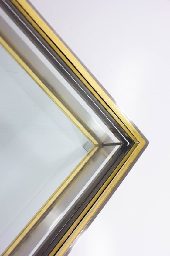 Image 1 of Brass and Chrome sliding top table