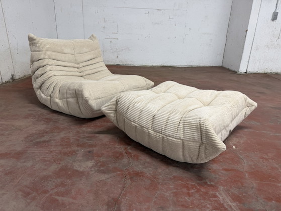 Ligne Roset Togo 2x 1zit + Ottoman in Beige Corduroy Nieuwstaat 10/10!! – Fauteuils, Textile (photo 14 of 15)