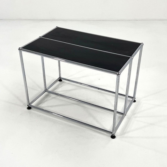 Image 1 of Console basse/table d'appoint noire par F. Haller & P. ​​Schärer pour USM Haller, années 1980