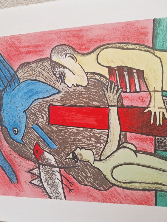 Image 1 of Serigrafia di Corneille "coppia di innamorati"